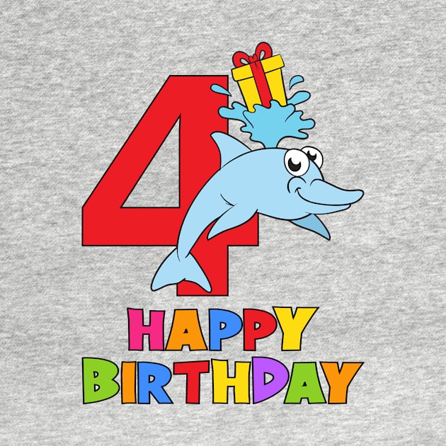 4th Birthday Party 4 Year Old Four Years by KidsBirthdayPartyShirts